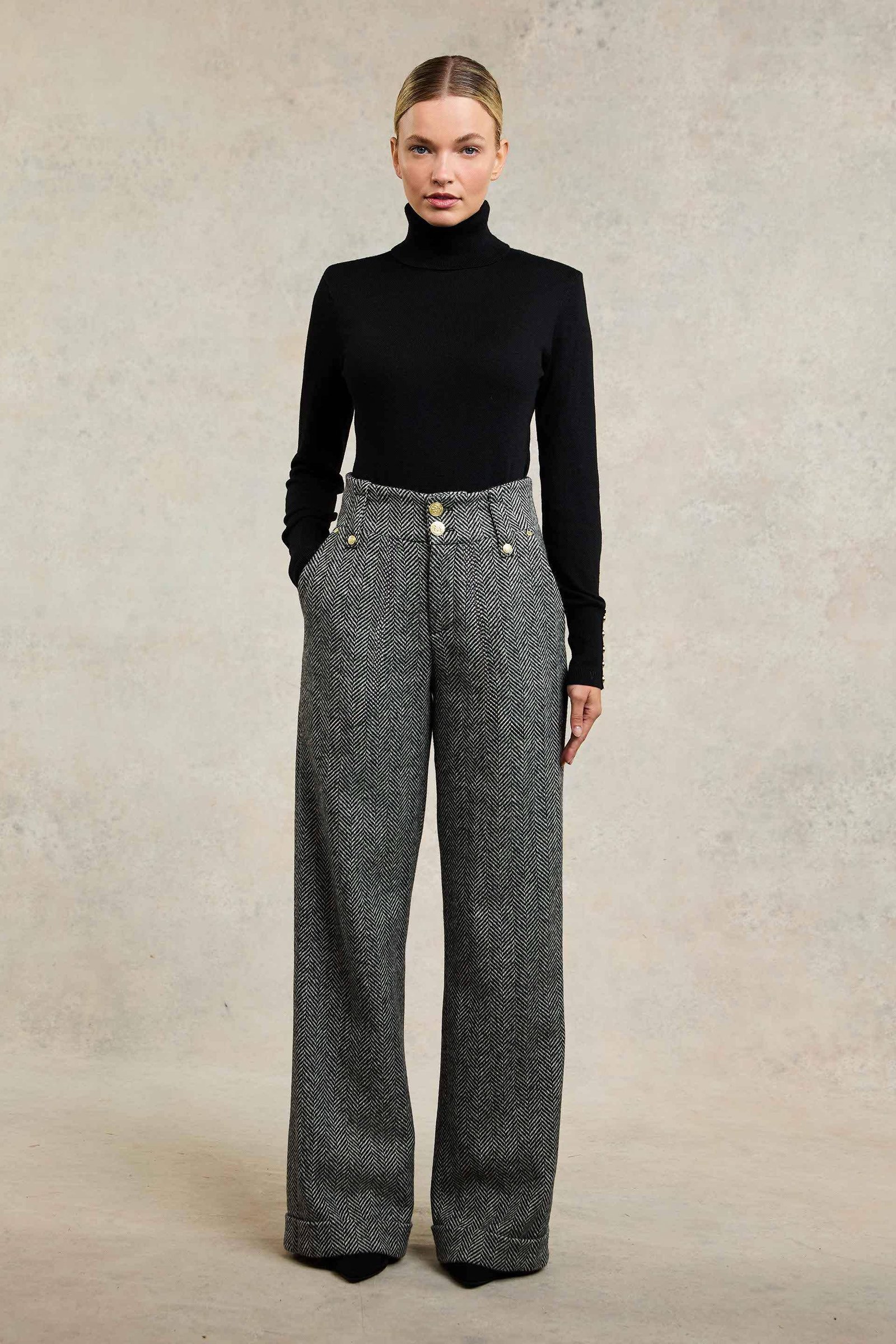 High-Waisted Loose-Fit Trousers